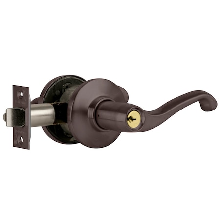 Grade 2 Tubular Lock, Storeroom Function, Key In Lever Cylinder, Flair Lever, Oil-Rubbed Bronze Fini